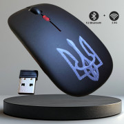 Мышка Бесшумная Беспроводная Kerui K101 USB 2.4G + Bluetooth для Windows Android Macbook Ноутбука Планшета С подсветкой Тризуб